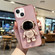 iPhone 14 Plus Plating Astronaut Holder TPU Phone Case - Pink