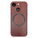 iPhone 14 Plus Skin Feel Wood Texture MagSafe Magnetic Phone Case - Red