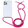 iPhone 14 Plus Transparent Acrylic Airbag Shockproof Phone Protective Case with Lanyard - Rose Red