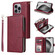 iPhone 16 Pro Max 9 Card Slots Zipper Wallet Bag Leather Phone Case - Wine Red