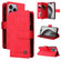 iPhone 16 Pro Max Skin Feel Multi-Card Wallet Zipper Leather Phone Case - Red