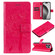 iPhone 16 Pro Max Tree & Cat Embossed Pattern Flip Leather Phone Case - Rose Red