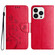 iPhone 16 Pro Butterfly Flower Pattern Flip Leather Phone Case - Red