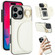 iPhone 16 Pro YM007 Ring Holder Card Bag Skin Feel Phone Case - White