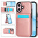 iPhone 16 Plus Solid Color Card Slots Bracket PU Phone Case - Rose Gold