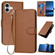 iPhone 16 Plus YX0070 Carbon Fiber Buckle Leather Phone Case with Lanyard - Coffee