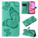 iPhone 16 3D Butterfly Embossed Pattern Flip Leather Phone Case - Green