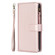 iPhone 16 9 Card Slots Zipper Wallet Leather Flip Phone Case - Rose Gold