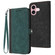 iPhone 16 Side Buckle Double Fold Hand Strap Leather Phone Case - Dark Green