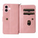 iPhone 16 Skin Feel Multi Card Slots Zipper Wallet Leather Phone Case - Pink