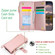 iPhone 16 Wristband Holder Zipper Purse RFID Leather Phone Case - Rose Gold