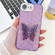 iPhone 16e Plating Glitter Texture Butterfly Holder TPU Phone Case with Lens Film - Purple Shell Pattern