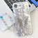 iPhone 16e Plating Glitter Lens Film Texture Butterfly Holder Wristband Phone Case - White Wrinkles