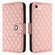 iPhone 16e Rhombic Texture Flip Leather Phone Case with Lanyard - Coral Pink