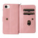 iPhone 16e Skin Feel Multi Card Slots Zipper Wallet Leather Phone Case - Pink