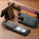 iPhone 16e Suteni H15 MagSafe Oil Eax Leather Detachable Wallet Back Phone Case - Black