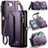 iPhone 16e CaseMe C36 Card Slots Zipper Wallet RFID Anti-theft Leather Phone Case - Purple