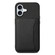 iPhone 16 Calf Texture Card Bag Design Full Coverage Phone Case - Black