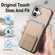 iPhone 16 Carbon Fiber Card Bag Fold Stand Phone Case - Khaki
