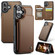iPhone 16 CaseMe C22 Card Slots Holder RFID Anti-theft Phone Case - Brown