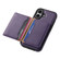 iPhone 16 Denior Carbon Fiber Texture Leather Card Bag MagSafe Phone Case - Purple