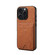 iPhone 16 Denior D06 PU Back Cover Card Slot Holder Phone Case - Brown