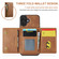 iPhone 16 DG.MING M5 Series Zip RFID Multi Card Detachable Leather Phone Case - Brown