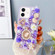 iPhone 16 Diamond Inlaid Rose PC Phone Case - Purple
