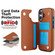 iPhone 16 Double Buckle Rhombic PU Leather Phone Case - Brown