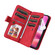 iPhone 16 Dual-color 9 Card Slots Zipper Wallet Leather Phone Case - Red