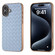 iPhone 16 Electroplated Frame Woven Texture PU Phone Case - Light Blue