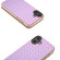 iPhone 16 Electroplated Frame Woven Texture PU Phone Case - Purple