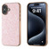 iPhone 16 Electroplating Frame Colorful Glitter Phone Case - Pink