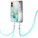 iPhone 16 Electroplating Marble Dual-side IMD Phone Case with Lanyard - Green 003