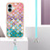 iPhone 16 Electroplating Pattern IMD TPU Shockproof Case with Neck Lanyard - Colorful Scales