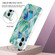 iPhone 16 Electroplating Splicing Marble Flower Pattern Dual-side IMD TPU Shockproof Phone Case - Blue