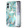 iPhone 16 Electroplating Splicing Marble Flower Pattern Dual-side IMD TPU Shockproof Phone Case - Green