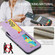 iPhone 16 Fierre Shann Crazy Horse Card Holder Back Cover PU Phone Case - Purple