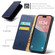 iPhone 16 Fierre Shann PU Genuine Leather Texture Phone Case - Blue
