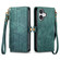 iPhone 16 Geometric Zipper Wallet Side Buckle Leather Phone Case - Green