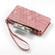 iPhone 16 Geometric Zipper Wallet Side Buckle Leather Phone Case - Pink