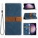 iPhone 16 Grid Stitching Leather Phone Case with Lanyard - Blue