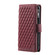 iPhone 16 Grid Texture Zipper Leather Phone Case with Lanyard - Wine Red