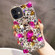 iPhone 16 Handmade Bling Rhinestone Gemstone Fox PC Phone Case - Purple