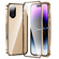 iPhone 16 Magnetic Double-buckle HD Tempered Glass Phone Case - Gold