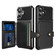 iPhone 16 Magnetic Wallet Card Bag Leather Phone Case - Black
