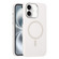 iPhone 16 Metal Lens Frame Liquid Silicone MagSafe Phone Case - White