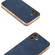 iPhone 16 Nano Electroplating Dual Color Cowhide Texture Protective Phone Case - Blue