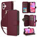 iPhone 16 Nine-card Slots Zipper Wallet Bag Leather Phone Case - Wine Red