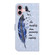 iPhone 16 Oil Embossed 3D Drawing Leather Phone Case - Blue Feather